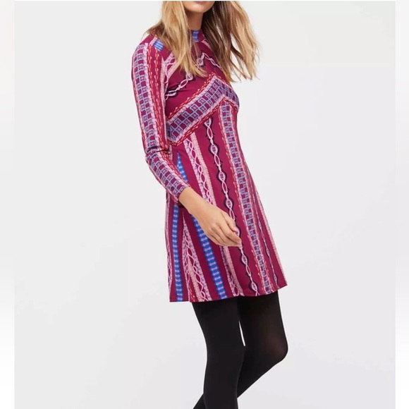 Free People | Stella Mock Neck Zip Back Burgundy Dress Sz S - Picture 5 of 14